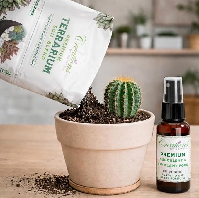 Creations by Nathalie Natural Terrarium Growing Medium Well-Draining Mix for Succulents, Cactus & Aloe, Untreated Pine Bark, Canadian Peat & Coarse Sand