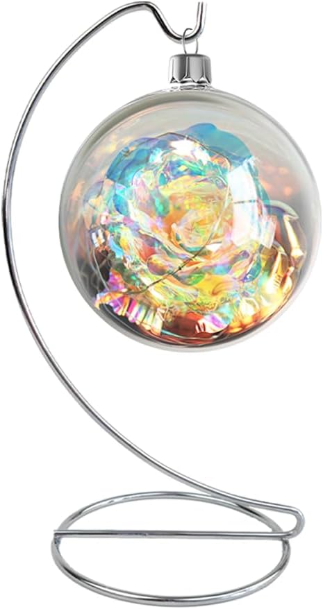 9 Inch Silver Ornament Display Stand, Metal Ornament Hanger Stand for Hanging Glass Globe, Air Plant Terrarium, Witch Ball, Christmas Ornament and Home Wedding Decoration (1, 9x4 Silver)
