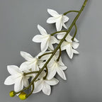 4pcs Artificial Cymbidium Orchid Flower Plant 3D Print Vanda 10 Heads Latex Phalaenopsis Flower (Yellow Heart White)