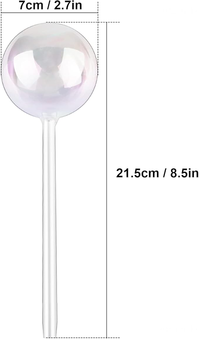 [3PCS] Light Iridescent Rainbow Gradient Color Clear Glass Self-Watering System Spikes, Automatic Plant Waterer Bulbs