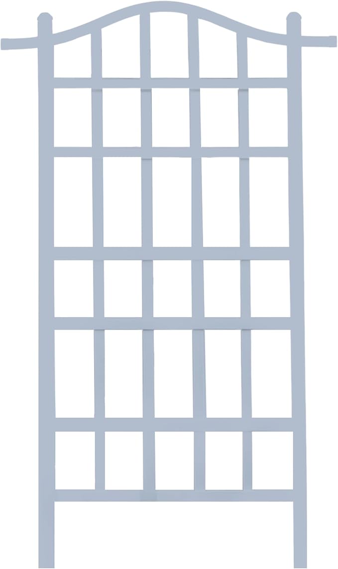 Dura-Trel Melrose Vinyl Garden Trellis, Outdoor Plant Support PVC Grid, White, 35" x 75" - Wall Mount with Steel Ground Anchors for Climbing Vine, Flower, and Vegetable Plants