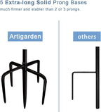 Artigarden 92 Inch Outdoor Shepherd Hooks with 5 Pronger Base (2 Packs), Adjustable Heavy Duty Garden Hanging Stand Holder for Bird Feeders Lanterns Planter Hanger, Matte Black