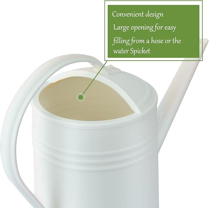 Plastic Watering Can for Indoor Plants Outdoor Garden Flowers - House Plant Watering Can with Sprinkler Head (1/2 Gallon, White)