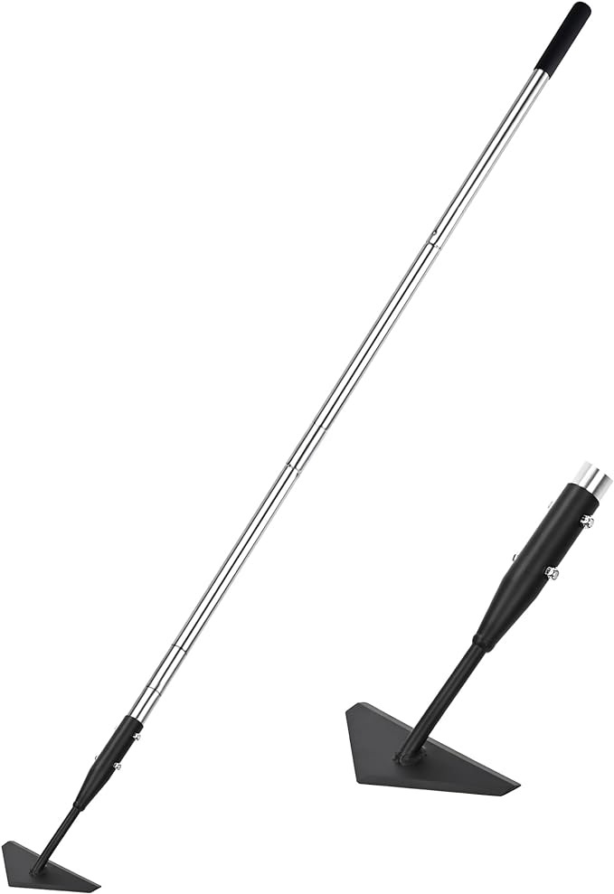 YEELOR Triangle Garden Hoe, Carbon Steel Push-Pull Weeding Tool, Equipped with 57.5" Stainless Steel Long Handle – A Long-Handle Weeder for Digging, Weeding, Hoeing and Loosening Soil
