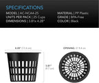 AC Infinity Net Cups 4-Inch, Heavy Duty Garden Slotted Net Pots with Wide Lip Rims, 25-Pack Black Bucket Basket for Indoor Outdoor Growing, Orchids, Aquaponics, Hydroponics
