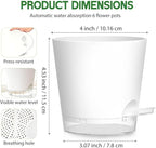 Self Watering Pots for Plants, 2026 New Flower Plant Pots with Drainage Holes, Wicking and Clear Reservoirs for Succulent, Aloe, Cacti and Others - 6 Pack (White, 4")