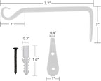 Worth Garden 6 Pack 7" Plant Hanger Bracket Wrought Iron Wall Hook Hanging Heavy Duty Plant Hooks Durable and Stable for Bird Feeders, Planters Indoor & Outdoor - White