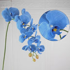 2 Pcs Orchid Stems 38" Artificial Flowers Real Touch Latex Faux Phalaenopsis Branches White Artificial Flowers for Wedding Party Home Garden Decor (Blue, 38")