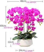 Decor Artificial Flowers with Vase Artificial Orchid with Vase Fake Flower Phalaenopsis Faux Plants for Home Decor Living Room Decoration 60cm Faux Flowers Arrangements Ornaments,Purple