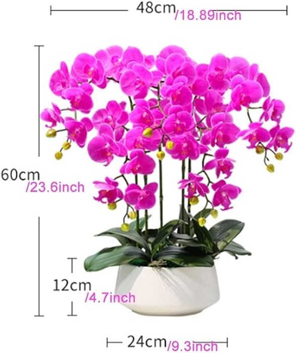 Decor Artificial Flowers with Vase Artificial Orchid with Vase Fake Flower Phalaenopsis Faux Plants for Home Decor Living Room Decoration 60cm Faux Flowers Arrangements Ornaments,Purple