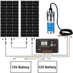 ECO-WORTHY 200W 24V Solar Water Pump System, Large Flow 3.2GPM, 2pcs 100 Watts Solar Panel + Submersible Well Pump + 20A Controller + 16ft Cables for Irrigation Garden Camping