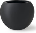 12.8"H x 16"D Premium Globo Fiberstone Round Planter with Drainage Hole, Smooth Finishes, Weather Resistant for Indoor and Outdoor Use, Included 2 Extra Coco Mats (Black, 10.7" Pot Opening)
