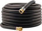 WiseFlow Garden Hose 90FT x 5/8", Heavy Duty Rubber Hose, Water Hose with Five Layered Braiding, Male Female Fittings, 1000PSI Burst, 300PSI Working (Black)