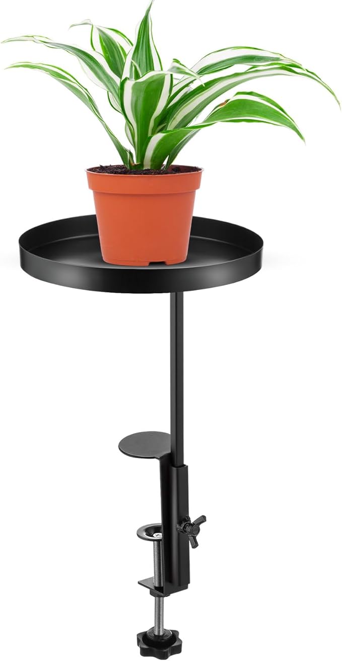 Teenyyou 1 Pcs Window Sill Plant Shelf 7.9''D x 14.2''H Adjustable Window Shelf Windowsill Clamp Tray for Indoor Plants Metal Windowsill Extension Tray Planter Floating Shelves for Indoor Outdoor