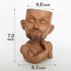 Unique Plant Pots Face Planters, Funny Plant Pots Head Planter, Men Face Planters Pots Head, Beefcake Face Vase with Drainage Hole (Brown)