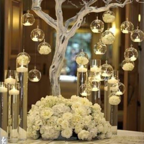 24 Pcs 3.15"/ 8cm Hanging Glass Tealight Holder Globe, Plant Terrariums Glass Orbs, Air Plants Tea Light Candle Holders, Home Decor Indoor Outdoor Garden (20 Pcs + 4 Pcs)