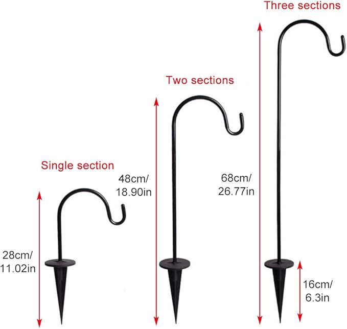 2 Pack Adjustable Shepherd Hooks, 26.77 Inch Stainless Steel Garden Stakes for Hanging Plants, Outdoor Decor, Weddings, Solar Lights, Plant Baskets, Durable & Versatile