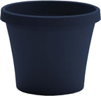 Bloem Terra 12" Diameter Round Navy Resin Planter Pot with Drainage Holes for Indoor and Outdoor Gardening
