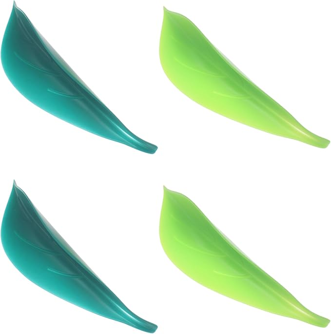4 PCS Watering Leaves Plastic Plant Pot Watering Funnel Leaf Shape Drip Irrigation Device for Watering Indoor and Outdoor Plants (Chartreuse, Peacock Green)