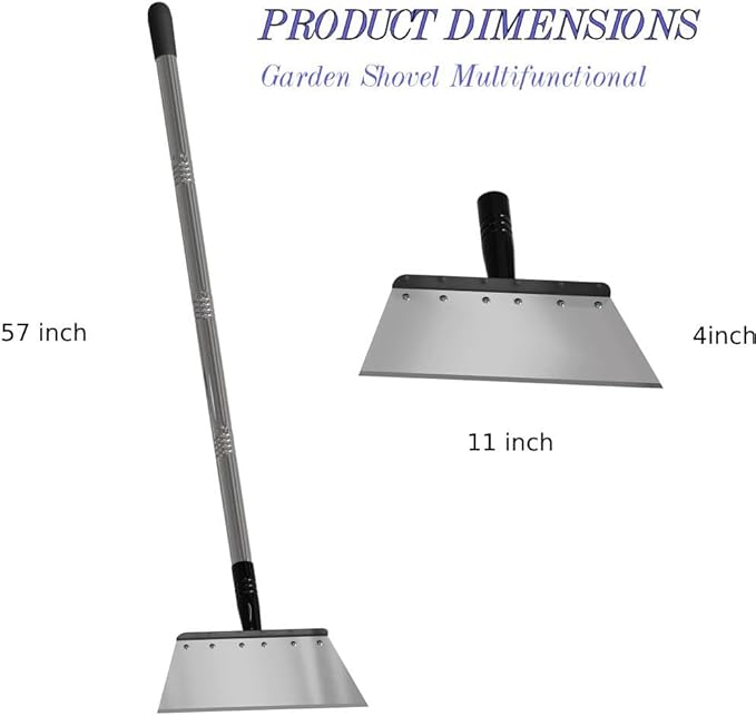 RISETEX Multifunctional Garden Flat Shovel，57" Heavy Duty Stainless Steel Cleaning Tool with Adjustable Handle for Weeding, Lawn Edging, Snow/Ice Removal & Digging, Durable Outdoor Spade & Scraper