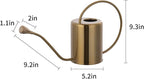 Yowon 1/2 Gallon 68oz Long Spout Stainless Steel Gold Colored Watering Can for Indoor Plant Watering or Outdoor Gardening with 2 Removable Spray Spout for Flowers