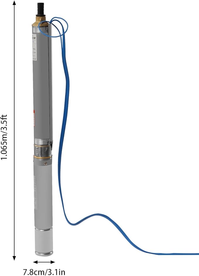 Submersible Pumps 3" OD Pipe 110V/60HZ 0.75KW 1HP Stainless Steel submersible well pump 1" Outlet Submersible Bore Pump submersible well pump with Control Box for Industrial and Home Use (0.75KW 1HP)