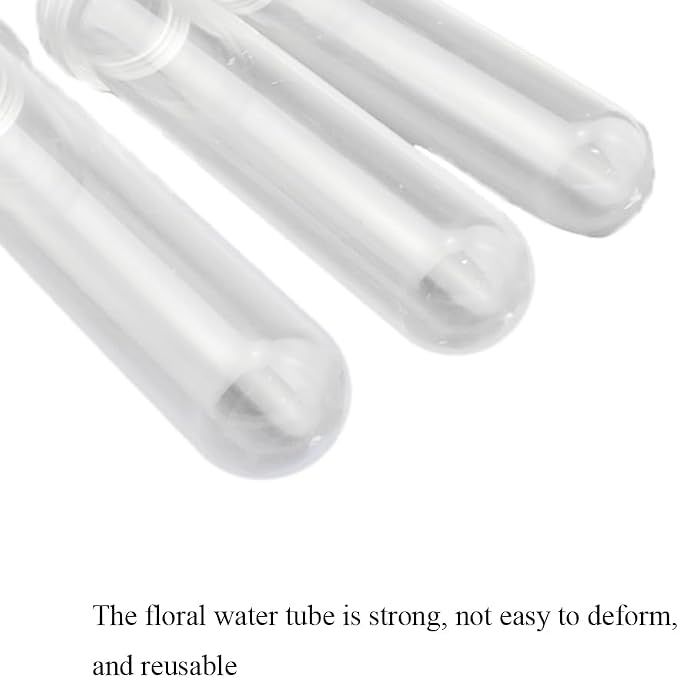 HAHIYO 25PCs 3.5X1Inch Transparent Plastic Floral Tubes Floral Water Tubes Flower Vials with Silicone Cap for Plants Fresh Flowers Arrangement Decoration Milkweed Cutting Florist Supplies