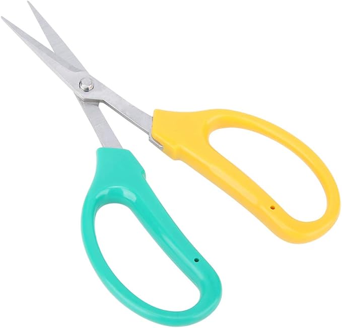 Kikumi Garden Shears with Long Handle, Curved Blade, Grape Scissors, Stainless Steel Bonsai Scissors, Scissors for Picking Fruit Branches
