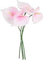 uxcell 4Pcs 11inch Artificial Anthurium Lily Flowers, Permanent Flower Bouquet for Home Arrangements Wedding Festival Decoration Crafts Store Decor Accessories, Light Pink