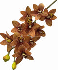 4pcs Artificial Cymbidium Orchid Flower Plant 3D Print Vanda 10 Heads Latex Phalaenopsis Flower (Coffee)