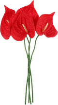 uxcell 4Pcs 11inch Artificial Anthurium Lily Flowers, Permanent Flower Bouquet for Home Arrangements Wedding Festival Decoration Crafts Store Decor Accessories, Bright Red