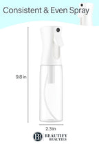 BeautifyBeauties Spray Bottle For Hair – Continuous Mister Spray Bottle for Hairstyling, Cleaning, Plants, Pets, Barbers, Salons, Essential Oil Scents (10.1 Ounce)