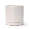 D'vine Dev 8.2 Inch Ceramic Planter Pot with Drainage Hole and Saucer, Indoor Cylinder Round Planter Pot, Oatmeal, 94-O-D-8