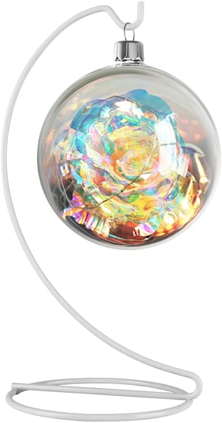 9 Inch White Ornament Display Stand, Metal Ornament Hanger Stand for Hanging Glass Globe, Air Plant Terrarium, Witch Ball, Christmas Ornament and Home Wedding Decoration