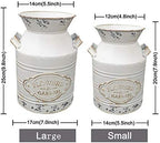 Soyizom Vintage Rustic Farmhouse Galvanized Metal Shabby Chic Flower Vase Watering Can Tin Jug French Style Bucket Pot Pitcher Flower Holder Vase with Handle for Kitchen Garden Decor —Large,9.8" H