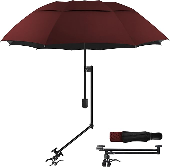 Patio Umbrellas UPF 50+ 360 ° Adjustable Shade Umbrella,Beach Umbrella with Universal Clamp,Beach Clamp on Umbrella,suitable for Patio,beach chairs,golf carts, wheelchairs,carts,bleachers,camping and fishing