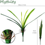 Set of 3 Real Touch Artificial Cymbidium Plants with Stems and Roots Faux Greenery Stems for Pot or Vase Faux Orchid Stems That Look Real for Indoor Home Office Farmhouse Decoration (Green)