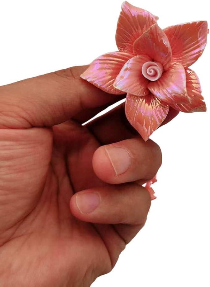 10 PCS 3D Flower Ceramic Tiles,1.6" Handmade Procelain Ceramic Flowers for Artwork,Fish Tank,Vases,Living Room, Dining Table,Office, Home Floral Decor (Double-Flowered Iridescent Light Orange)