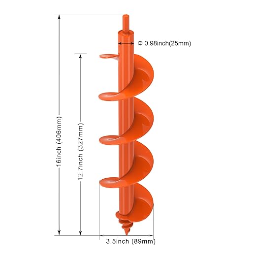 Insaga Auger Drill Bit for Planting, 3.5''x16'' Garden Earth Auger with Self-Tapping Screw, 3MM Heavy Duty Spiral Drill Planting Bit, for Bulbs Flowers Plants Post Hole Digger
