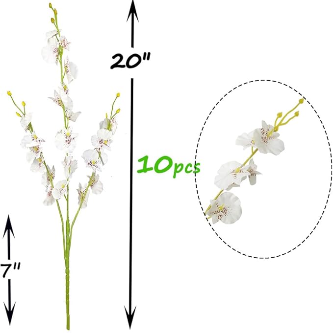 Silk Flowers in Bulk Wholesale Artificial Orchids, 10 Pcs (Each 20”), for Wedding Festive Party Home Office Decoration, No Include Vase
