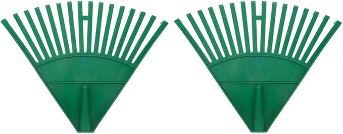 Beaupretty 2pcs Plastic Garden Rake Head Replacement for Leaf Collecting and Lawn Cleaning, Green Outdoor Tool for Gardening and Landscape Debris Removal