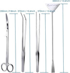 Capetsma Aquascape Long Stainless Steel Plant Tools Set - Aquarium Tweezers, Scissors, Spatula, Algae Scrapers - Fish Tank Cleaning Kit