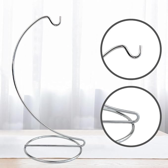 9 Inch Silver Ornament Display Stand, Metal Ornament Hanger Stand for Hanging Glass Globe, Air Plant Terrarium, Witch Ball, Christmas Ornament and Home Wedding Decoration (1, 9x4 Silver)