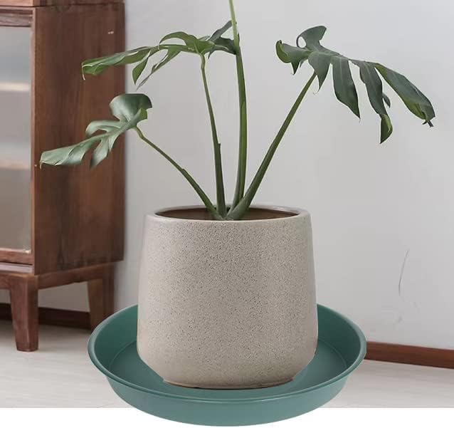 2 Pack of 20 21 inch Plant Saucer Round, Deep Plant Saucers for Pots, Heavy Duty Plastic Plant Drip Tray for Indoors Outdoor, Bird Bath Bowls, Plant Trays for Planter 19-22" (21 inch, Green)