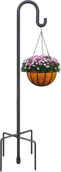 Highpro 63" Shepherds Hooks for Outdoor, Heavy Duty Bird Feeder Pole with 5 Base Prongs, Adjustable Garden Hanging Holder for Bird Feeders, Solar Light Lanterns, Garden Plant Hanger Stands