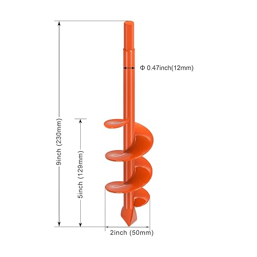 Insaga Auger Drill Bit for Planting 2 x 9'', Spiral Garden Auger Post Hole Digger, Drill Augers Earth for Digging Holes fits 3/8'' Hex Drive Drill, Perfect for Planting Bulbs and Potted Plants