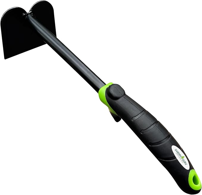 Garden Guru Hand Hoe Tiller Cultivator Tool - Carbon Steel for Ultimate Strength - Rust Resistant - Ergonomic Handle - Great for Gardening Digging Tilling Planting Cultivating Loosening (2 Pack)