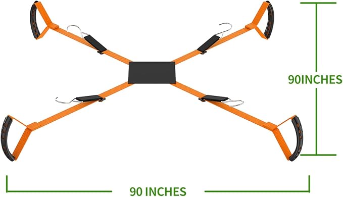 Potted Plant Mover，Plant Lifting Straps for Garden Flower Pots, Planters，Rocks, Trees，Easily Lift and Move Heavy Items Up to 250 Pounds, Large Size,Orange，Patent Pending
