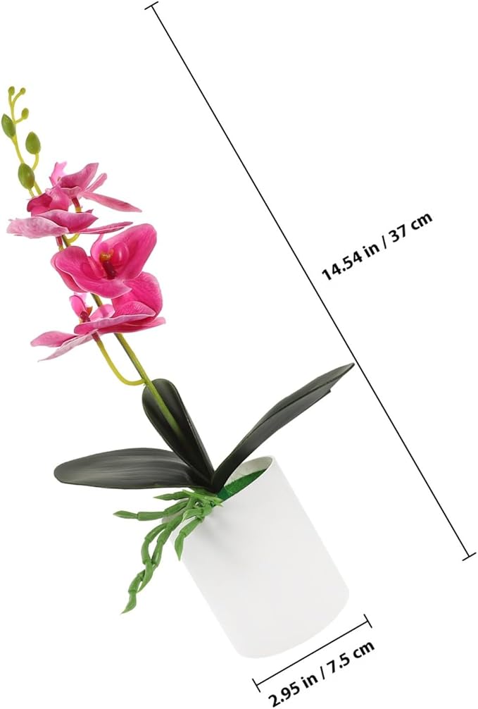 Ciieeo Realistic Artificial Potted Orchid Flower Purple Simulation Plant Bonsai for Home Tabletop Decoration Living Area Office Faux Orchid Pot Ornament