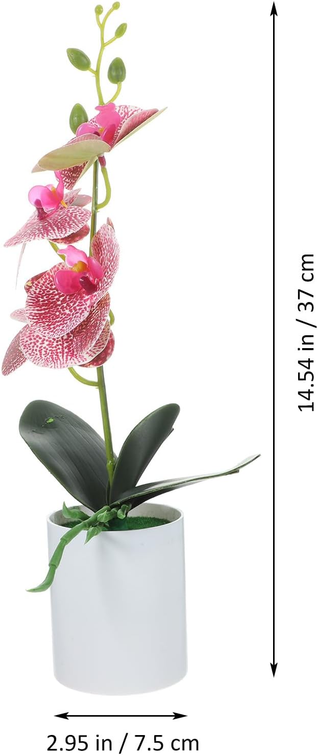 VILLCASE Artificial Orchid Bonsai Plant, Realistic Simulation Potted Flower in Purple, Faux Orchid Tabletop Decoration for Home Office Living Room